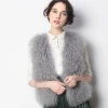 New Updating Knitted Short Vest and Tibet Sheep Fur Grey Color for Women