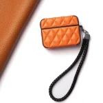 Newest PU Woven soft protected earphone case Custom Logo bag handbag with landyard strap For Airpods Charging Case 1 2
