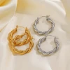 None Tarnish Stainless Steel Twist Earrings Fashion 18K Gold Plated Irregular Titanium Steel Ear Buckle Jewelry Women