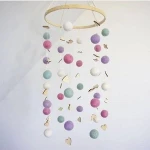Nordic Style Decorative Pendant Rainbow Pompoms Mobile Baby Crib Wind Chime