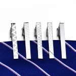 Normal Size Customized Design Metal Sterling Silver Tie Bars Laser Tie Clip for Men
