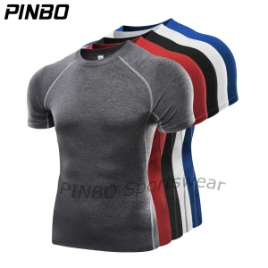 OEM High Elasticity Wholesale Customized printing logo dry fit clothing Short Sleeves SportsWear compression men t shirts