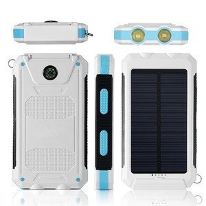 Orange Power Bank 10000Mah,Mobile Solar Charger Cell Phone,Solar Power Bank Charger With two  Led Light and Compass Outdoor