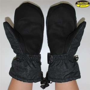 Outdoor Customized Design Waterproof Goat Skin Leather Gloves Mittens Ski Gloves