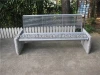 Outdoor metal garden bench with concrete bench legs