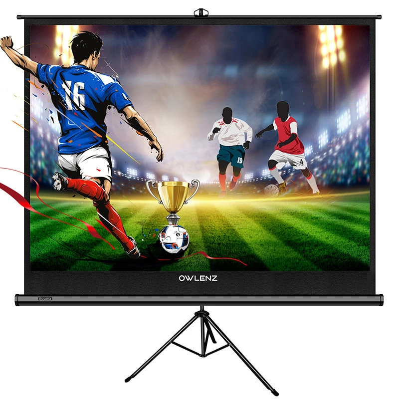 OWLENZ 100 inch Ratio 4:3 Portable foldable Tripod Screen Matte White Large Size Outdoor Projection Screen 203 x152cm