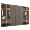 PA Home moderno design aluminum frame bedroom wooden wardrobe closet