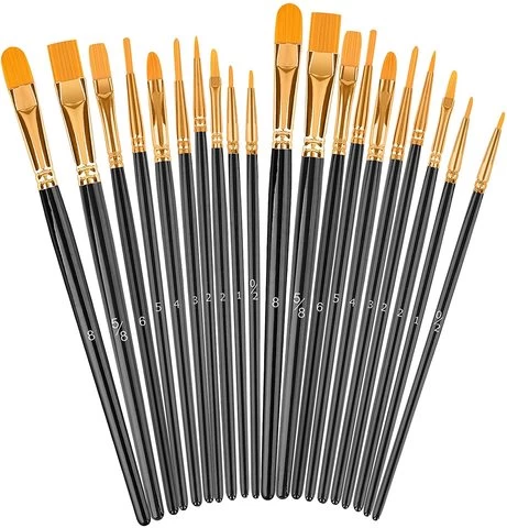 Painting Brush for Art Painting Custom 12 Pcs Black Wooden Handle Nylon Paint Brush 2 inch for Painting
