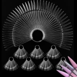 50 Pcs Bevelled Clear Fan-shaped False Tips Transparent Fan-shaped Nail Art Tips Display Polish Board Display Practice Sticks