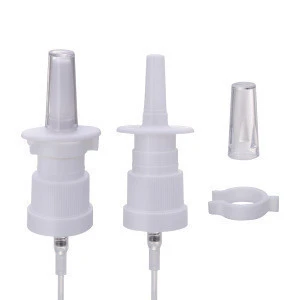 Pharmaceutical nasal sprayer pump with plastic cap