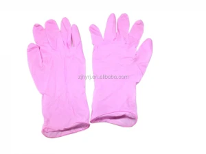 pink nitrile examination gloves
