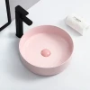 Popular simple style ceramic wash handmade sink factory direct matt pink countertop glaze basin