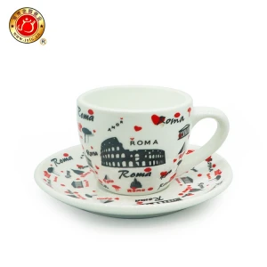 Porcelain Ceramic Type and Cups &amp; Saucers Drinkware Type coffee shop cup and saucer set
