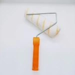 PP  handled microfiber polyester paint roller brush yellow stripe paint roller brush