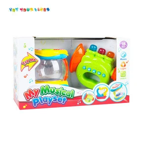 Preschool educational toy electric baby drum musical instruments toy with light