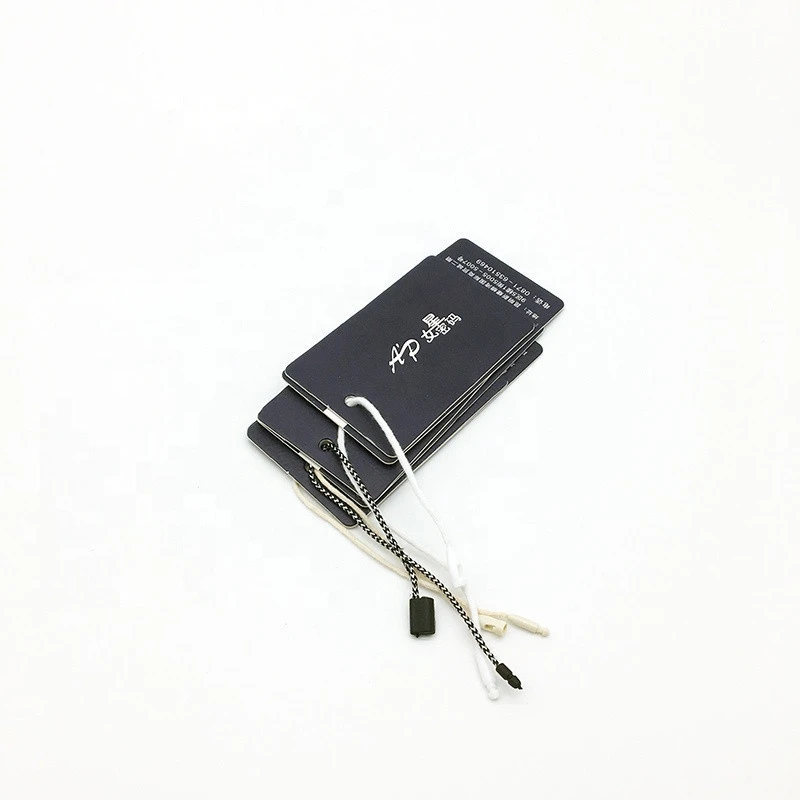 Professional Thin and long black cardboard Fashion Private Label hang tags