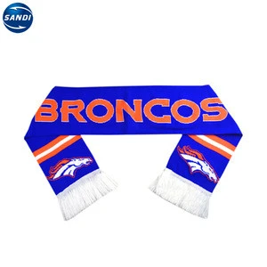 Promotional custom sport fan football knitted scarf  with logo