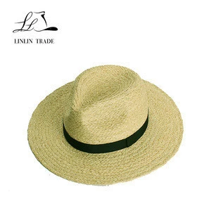 Promotional good quality raffia braid straw sun beach panama hat unisex