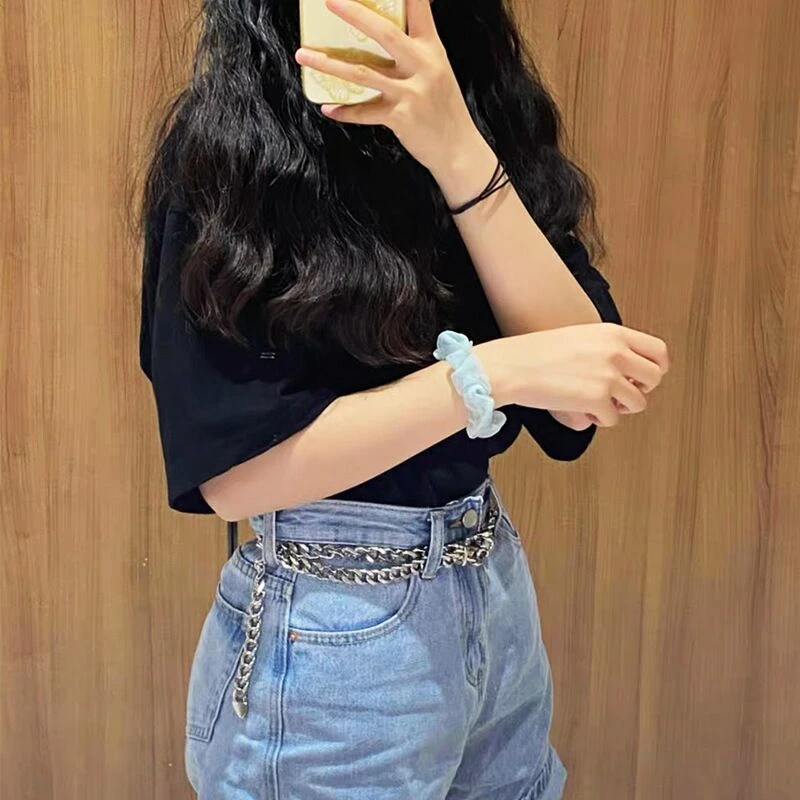 Punk Hip Hop Women Metal Belts Gold Waist Strap Thick Chain Belt For Jeans Trousers Casual Ladies Female Waistband