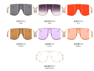Punk Oversized Fashion Sunglasses Retro Square Sunglasses For Men Women Stylish Design Metal Rivet Trend Eyewear