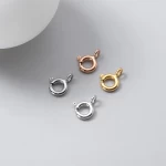 Pure Round Shape 925 Sterling Silver Spring Clasps DIY Gold Plated Jewelry Findings