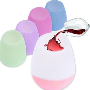 Rainbow Silicone Cups Wholesale Shatterproof Pure Color Flexible Silicone Wine Cup