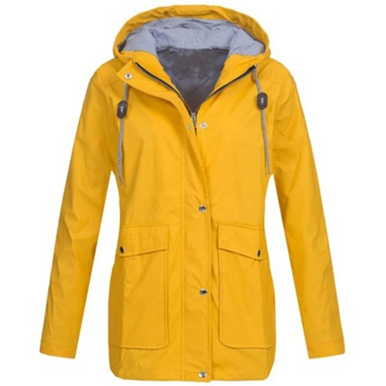 Raincoat Women Waterproof Long Hooded Trench Coats Travel Jacket