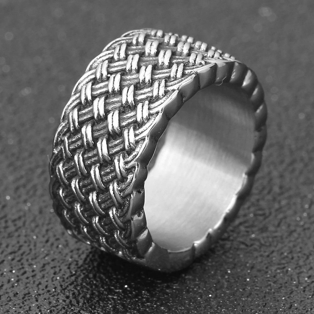 Real U Jewelry Custom Mens Jewelry Rings Wholesale Punk Pride Stainless Steel Cast Ring Antiqued Gun Metal IP-plated Bead Ring