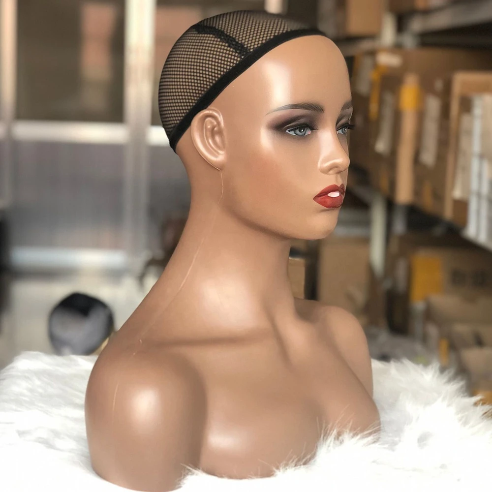 realistic female mannequin head with shoulders african female mannequin head