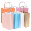 Recyclable kraft paper bag with twisted handle reusable shopping paper bags logo printed bolsa de compras