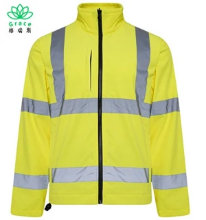 Reflective Security Trafic Fluorescent Hi Vis High Viz Visibility Workwear Safety Work Softshell Jacket