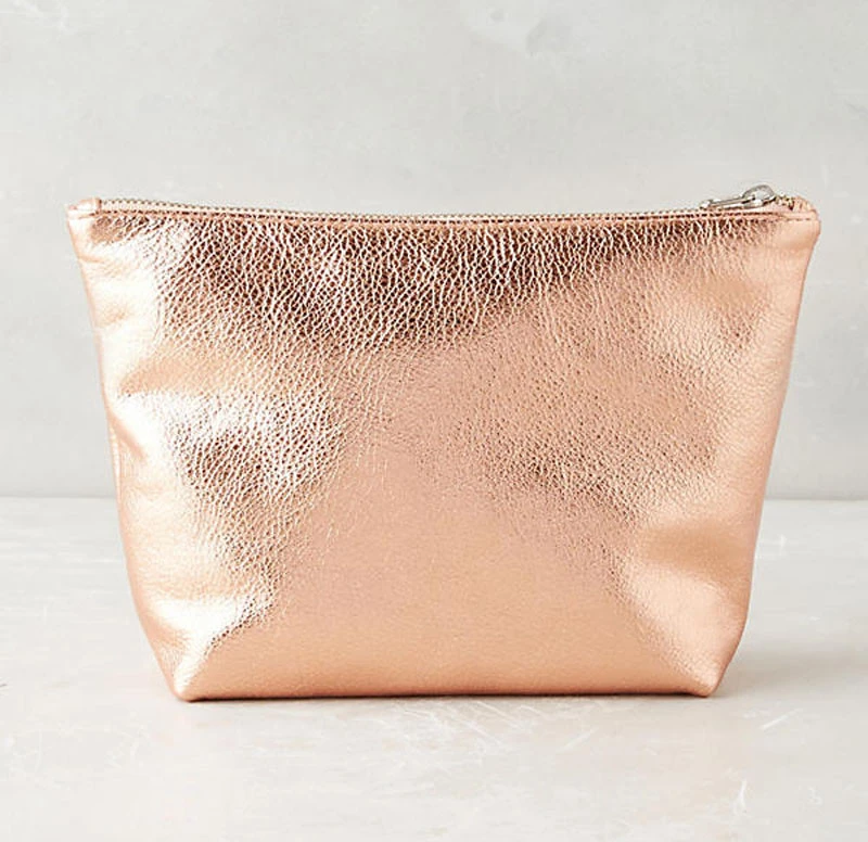 Rose Gold Soft PU Travel Cosmetic Makeup Wash Bag