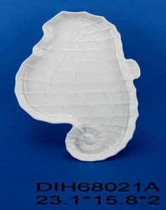 Seafood shape ceramic white plate