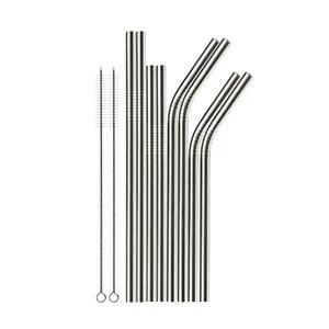 Set of 8 Stainless Steel Straws Tumblers Cups Mugs Metal Drinking Straw with Cleaning Brush for 30 20oz Tumbles