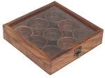 Sheesham Wood Spice Box Container - Spice Masala Box Holder with spoon