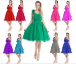 Short Mini One Shoulder Chiffon Cocktail /Bridesmaid/Party/ Homecoming Dresses