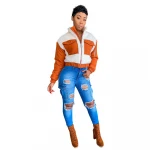 short motorcycle jacket Winter female Jacket Aviator ladies Casual Suede Warm Thicken lapel women Faux fur Stitching coat
