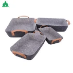 small hand woven felt peach fruit basket tray