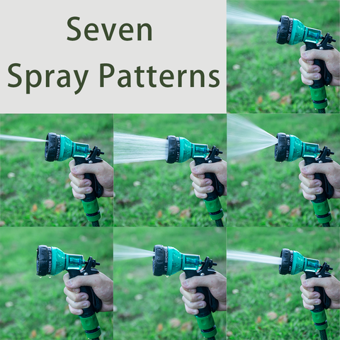 Buy Soft Grip 7 Pattern Hose Water Nozzle, Transparent Sprayer Gun from ...