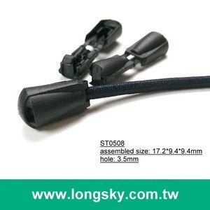 (#ST0508) sport wear black nylon plastic bell shape cord ends stoppers