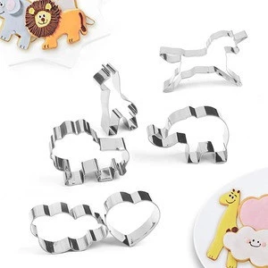 Stock Ready To Ship LFGB Food Grade Stainless Steel 6pcs Animal Shape Cookie Cutter Set