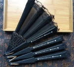 Sufficient Stock! Spanish Style Laced Print Name Date Plastic Frame Silk Hand Folding Lace Fan