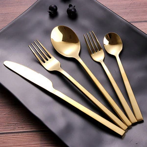 Teaspoon Fork Set Coffee Spoon Stainless Steel Flatware Tableware Gold Cuttlery
