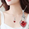 The High Quality Fashion Red heart pendant necklace with double heart Wedding Jewelry for Women gift
