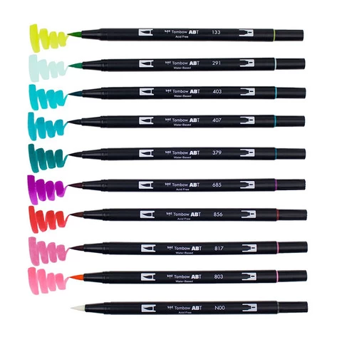 Tom-bow Dual Tip 108 Colors Brush Pens Art Markers Set, Non-Toxic ABT Watercolor Brush for Painting Coloring, Drawing