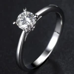 Tonglin Wedding Ring Jewelry Smooth Ring Shank S925 Sterling Silver White Gold Plated Moissanite Ring