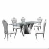 Top china furniture unique design tempered glass metal dining table T9027