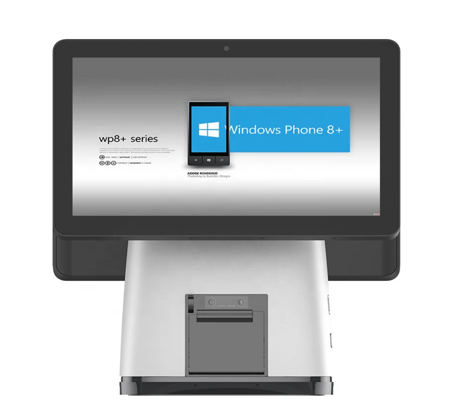 Touch dual screen pos all in one windows terminal tablet pos with stand and printer