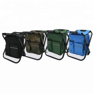 Travel Fishing Backpack Chair ,Outdoor Folding Picnic Cooler Bag Chair with Zipper Bags