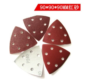 Triangle 90*90*90mm Sandpaper Alumina Red Sanding Disc Sanding Paper to Polishing Metal and Wood